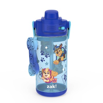 Zak Designs 16 fl oz Plastic Beacon Paw Patrol Straw Water Bottle with Fun Popper: Kids & Toddler Portable Drinkware