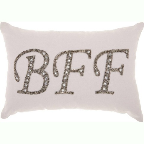 Mina Victory Luminecence Beaded "BFF" Champagne Throw Pillow - image 1 of 1