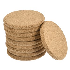 Unique Bargains Thick Cork Round Edge Coasters Wood Color - 1 of 4