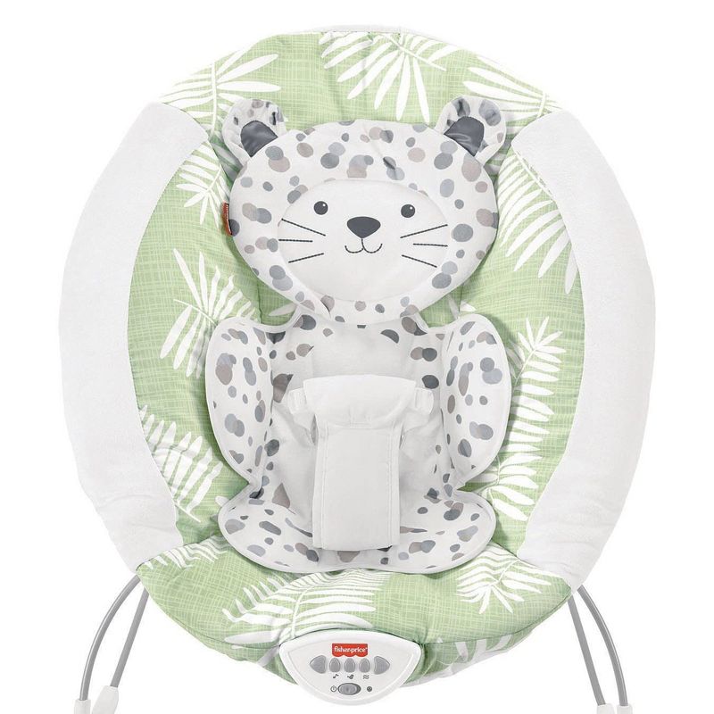 Fisher-Price Snow Leopard Deluxe Baby Bouncer Seat with Soothing Sounds, Calming Vibrations, and Overhead Mobile with 2 Soft Toys, 5 of 6