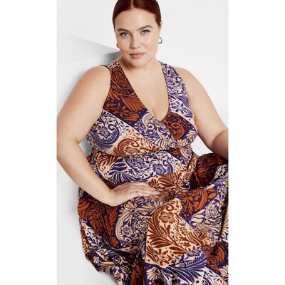Women's Plus Size Amara Print Maxi Dress - navy | CITY CHIC