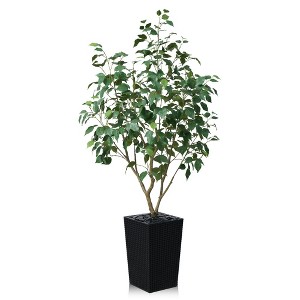 DR.Planzen 72" Artificial Ficus Tree - 6FT UV Resistant Fake Plant with Silk Leaves & 15.7" Planter for Indoor House Plants, Floor & Tall Faux Trees - 1 of 4
