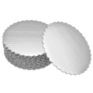 Unique Bargains Disposable Greaseproof Cardboard Scalloped Cake Platters 25 Pcs - 1 of 4