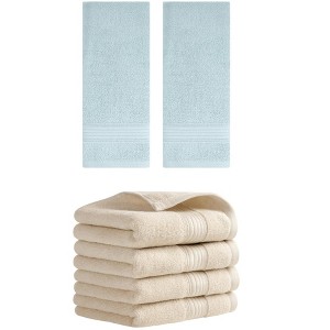 REGALWOVEN Solid Striped Cotton Soft Absorbent Hand Towels for Bath Hotel Spa 13" x 29" - 1 of 4
