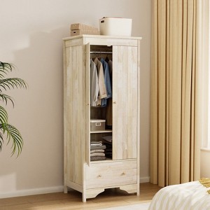 Wooden Color 2 Doors 1 Drawer Armoire - 1 of 4