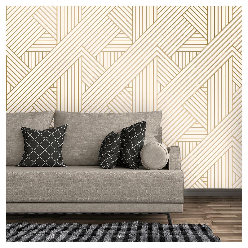 Metallic Ribbon Peel &#38; Stick Wallpaper Gold/Ivory - Project 62&#8482;, 4 of 12