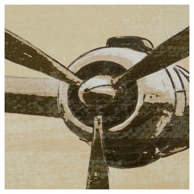 Vintage Airplane Triptych Canvas Art Set in Beige and Gray