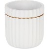 Cheung's Aurine Round Gold Trimmed Ridged Ceramic Pot - Large - White - 3 of 3