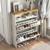 TiramisuBest Modern Minimalist MDF Shoe Cabinet - The sliding door design adds a touch of fashion to your home - White MDF Design - 2 of 4