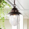 8.25" 1-Light Manteo Farmhouse Industrial Iron/Glass Outdoor LED Pendant Oil Rubbed Bronze/Clear - JONATHAN Y: Weather-Resistant Eco-Friendly LED - 2 of 4