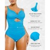 SHAPELLX Tummy Control Swimsuits Women V Neck One Piece Bathing Suit Ruched Push Up Slimming Swimwear Built-in Bra—Blue 38 - 3 of 3