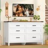 USIKEY Farmhouse 6 Drawer Dressers for Bedroom, 47.2'' Wide Wood Chest of Drawers , Dresser for Closet, Bedroom Dresser for Living Room, White - 3 of 4
