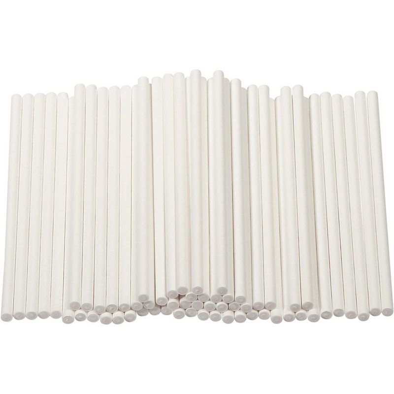 Genie Crafts 300 Pack Cake Pop Sticks - 4-Inch Paper Treat Sticks for Lollipops, Candy Apples, Suckers (White), 1 of 7