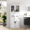 Bathroom Storage Cabinet with Glass Doors, Adjustable Shelves, Drawer, Freestanding Bathroom Modern Cabinet - 2 of 4