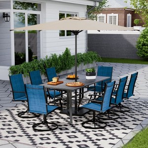 EROMMY 9 Piece Patio Dining Set, Outdoor Dining Table And Chairs Set For 8, 8 Textilene Chairs, 1 Iron Rectangular Table With Adjustable Umbrella Hole - 1 of 4