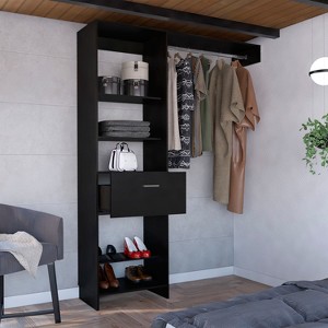 Gulches Hybrid Closet System, Five Open Shelves, One Drawer, Metal Rod - 1 of 4