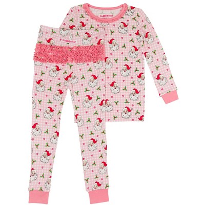 RuffleButts SoftSnooze Toddler Girls Ruffle Long Sleeve Pajama Set