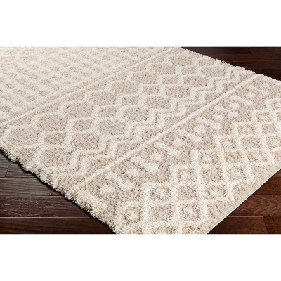 Ivory Shag Rectangular Stain-Resistant Rug