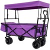 RISOKEYS ALL-TERRAIN FOLDABLE WAGON for Kids & Pets Push Pull Cart with UV Protection Canopy, 360° Swivel Wheels - 2 of 4