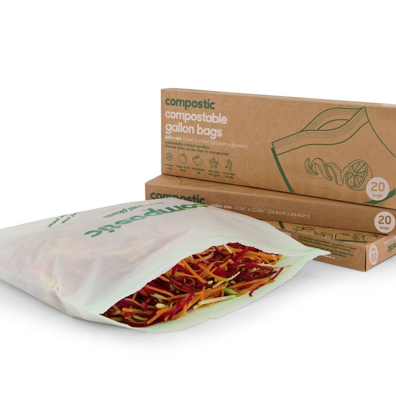 Compostic Compostable Freezer Safe Gallon Bags - 20ct, 3 of 9