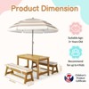 Karl Home Kids Wood Rectangle Outdoor Picnic Table and Bench with Umbrella and Cushion - 2 of 4
