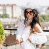Zodaca White Cowboy Hat with Feathers for Women, Men, Fluffy Cowgirl Hat for Halloween Costume, Birthday, Bachelorette Party - 3 of 4