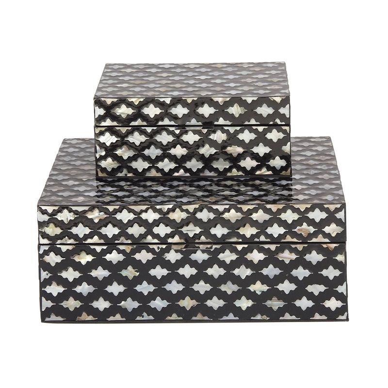 Set of 2 Wooden Boxes with Pattern - Olivia & May, 1 of 12