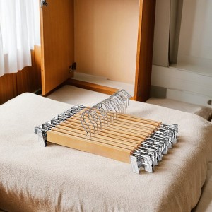 SONGMICS 12 Pack Wooden Pants Hangers Skirt Hangers with Clips 360¡ã Swivel Hook for Pants Skirts Natural - 1 of 4