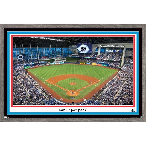 Trends International Mlb Miami Marlins - Logo 22 Framed Wall Poster Prints  White Framed Version 14.725 X 22.375 : Target