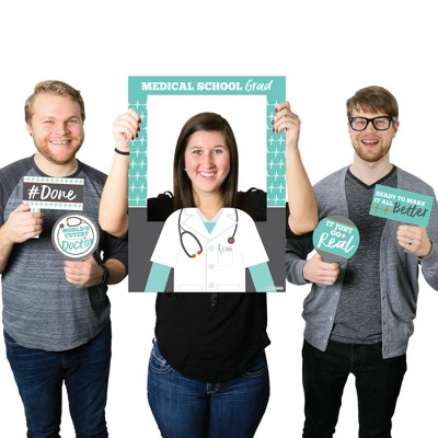 Big Dot of Happiness Medical School Grad - Doctor Graduation Party Selfie Photo Booth Picture Frame and Props - Printed on Sturdy Material