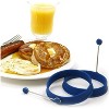 Norpro Nonstick Silicone Round Shaped Pancake and Egg Rings with Handles, Set of 4, Blue - 2 of 4