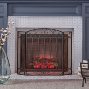 Dorothy Modern Single PanelIron Fire Screen Safety Screen Decorative Scroll Spark Guard Cover-Christopher Knight Home - 1 of 4