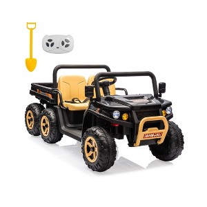 Jojoka 24V 6-Wheel Ride on Dump Truck, 2-Seater 4WD UTV w/ Remote Control,Electric Dump Bed & Shovel,Music,LED Headlights,3-8 Kids - 1 of 4