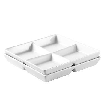 Bruntmor 10" x 10" Christmas Snacks Dinner Serving Tray Dish - White - Set Of 2