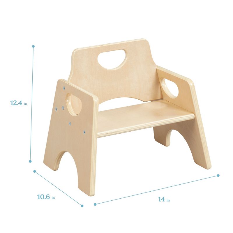 ECR4Kids Stackable Wooden Chair for Toddlers, 6in Seat Height, 2-Pack, 2 of 10