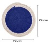 Home Mart Goods Blue Extra Thick Woven Trivet Round Placemats Natural Cotton Hot Potholder Mat Heat Resistant - 9"x9"(Pack of 4) - 2 of 4