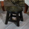 FURNIinspire Ottomans And Benches Carved Wooden Step Stool Fun Designs Premium Rubberwood Versatile Use, Maple Leaf Style, Black, 11.00"*11.00"*10.00" - 4 of 4