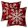 Lomsoe 2pcs Red Black White Plaid Snowflake Throw Pillow Covers - Winter Checkered Square Cases Sofa Bed Christmas Decor,Christmas Gift. - 4 of 4