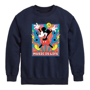 Boys' - Disney - Mickey Music Is Life Graphic Long Sleeve Fleece Sweatshirt - 1 of 4