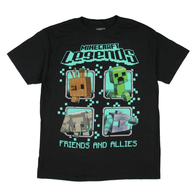Minecraft Legends Big Boys' Friends And Allies Graphic Print T-Shirt Kids, 1 of 4