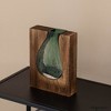 Uniquewise Pair of 10 and 12-Inch Wood and Glass Inlay Vases - Merging the Natural Warmth and Texture of Wood with the Elegance and Colo of glass - 3 of 4