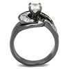 Slickblue Women's Two-Piece Light Black Wedding Ring Set – CZ Center Stone, Swirled Design, Stainless Steel, Sizes 5-10 - 3 of 4