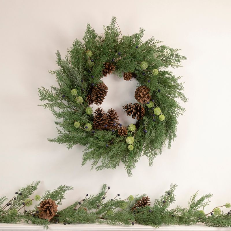 Northlight Pinecones and Blueberries Artificial Christmas Wreath, 28-Inch, Unlit, 2 of 5