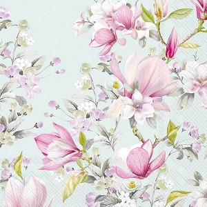Boston International IHR 3-Ply Paper Lunch Napkins, 6.5" x 6.5", Romantic Magnolia (Pack of 20) - 1 of 1