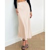 Women's 2025 Satin Midi Skirt - Elegant High Waist A-Line for Cocktail & Wedding Events Beige - 3 of 4