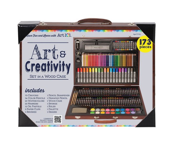 Creativity Wood Case 173-Piece Art Set - AOO53173MB, Art 101 / Advantus