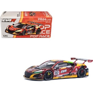 Honda NSX GT3 EVO22 #02 Red Metallic "EVA RT Production Model-02" 1/64 Diecast Model Car by Pop Race - 1 of 3