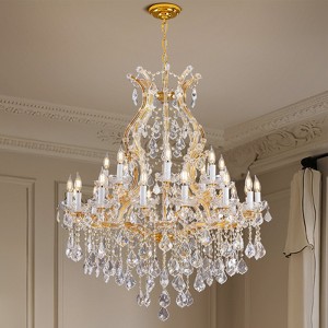 D35.5 in. 24-Light Modern Gold Candle Crystal Chandelier - 1 of 4