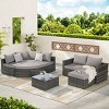 Outdoor 8-Piece Sectional Sofa Set, Free Combination Wicker Conversation Set with Glass Coffee Table, Sofa with Foam Cushions-Coolbibila - 2 of 4