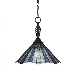 Toltec Lighting Elegante 1 - Light Pendant in  Dark Granite with 16" Sea Ice Art Glass Shade - 1 of 1